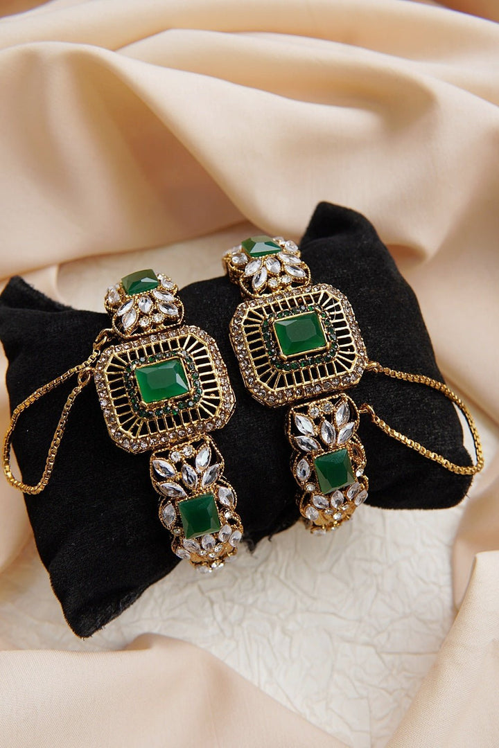 Antique Gold Gemstones Kangan - RS ZEVARS