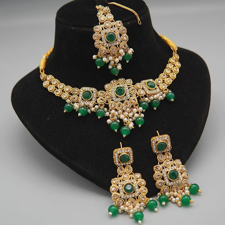 Antique Gold Kundan Gem Choker Set - RS ZEVARS