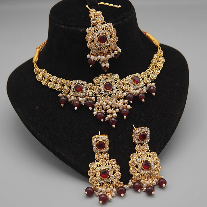 Antique Gold Kundan Gem Choker Set - RS ZEVARS