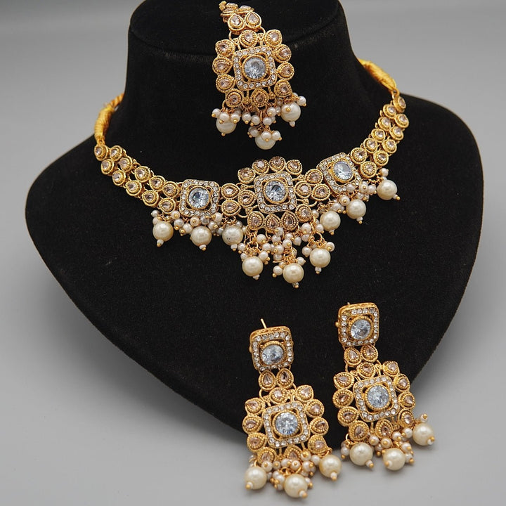 Antique Gold Kundan Gem Choker Set - RS ZEVARS