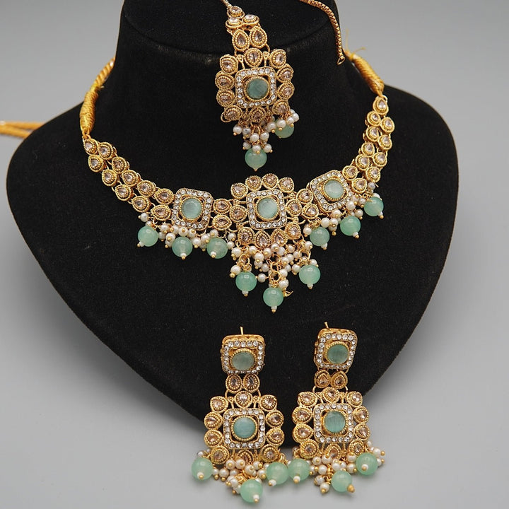 Antique Gold Kundan Gem Choker Set - RS ZEVARS