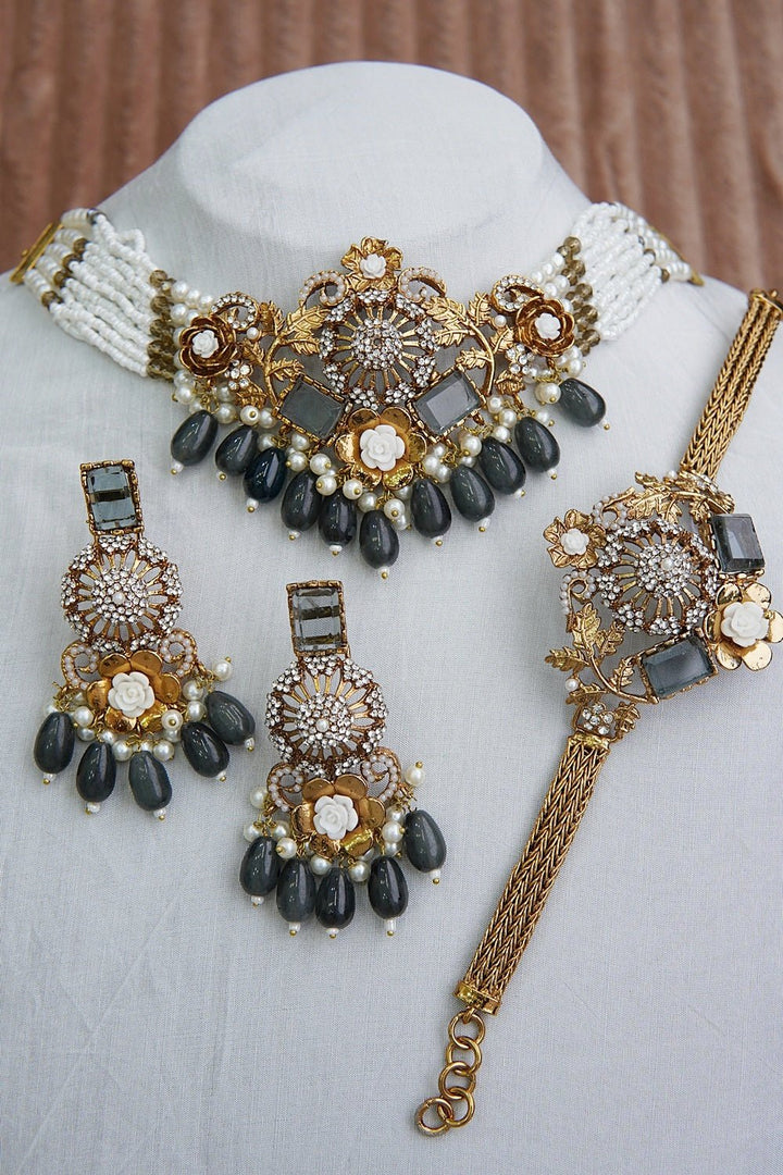Antique Gold Turkish Choker Set With Bracelet - RS ZEVARS