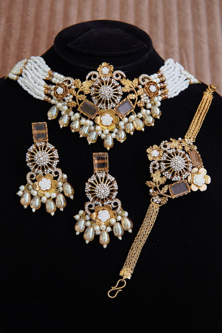 Antique Gold Turkish Choker Set With Bracelet - RS ZEVARS