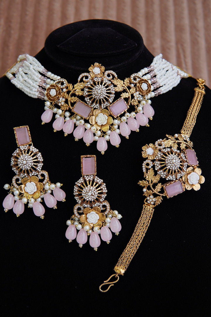 Antique Gold Turkish Choker Set With Bracelet - RS ZEVARS
