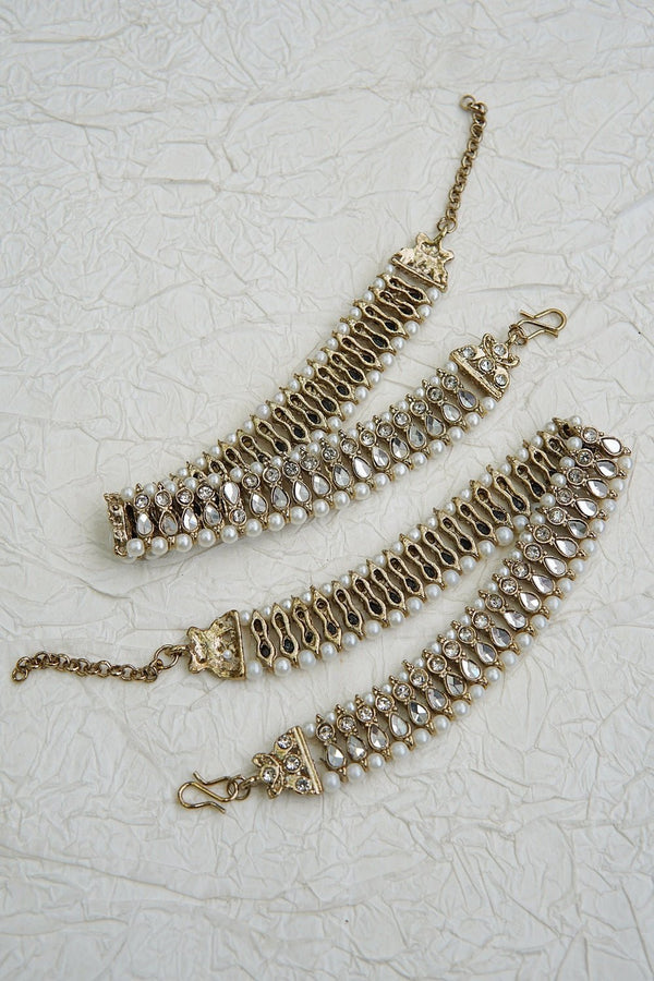 Antique Kundan Pazeb Anklet - RS ZEVARS