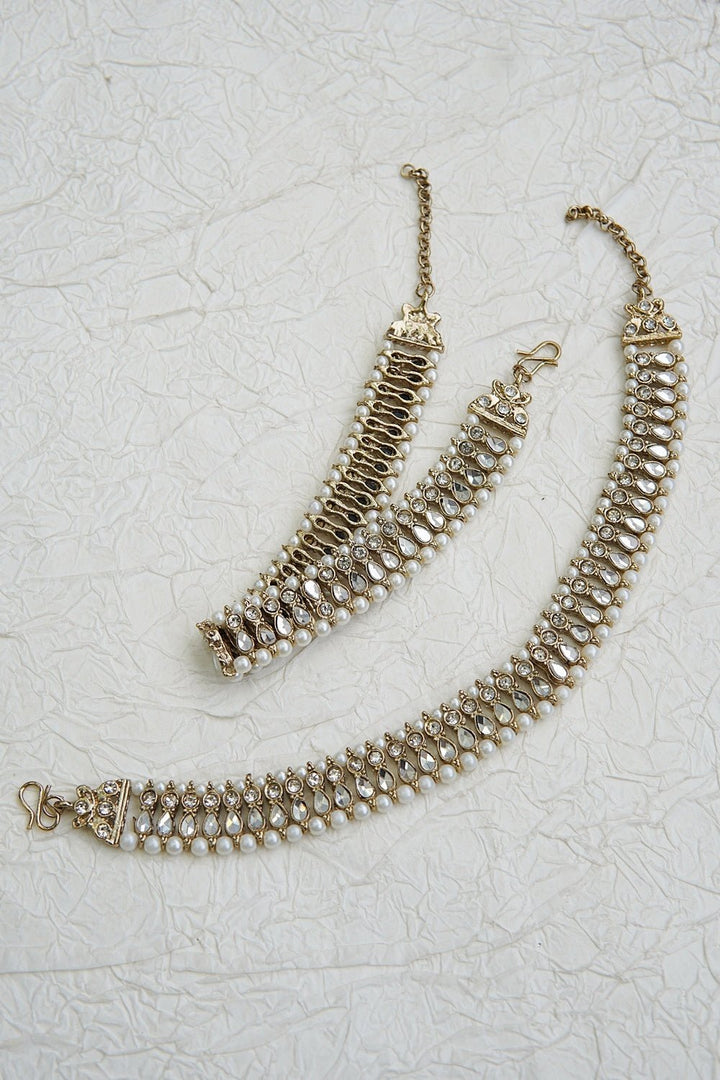 Antique Kundan Pazeb Anklet - RS ZEVARS