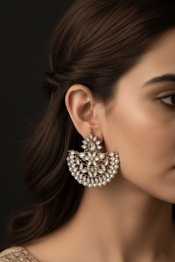 Antique Kundan Sahare Chand Bali - RS ZEVARS