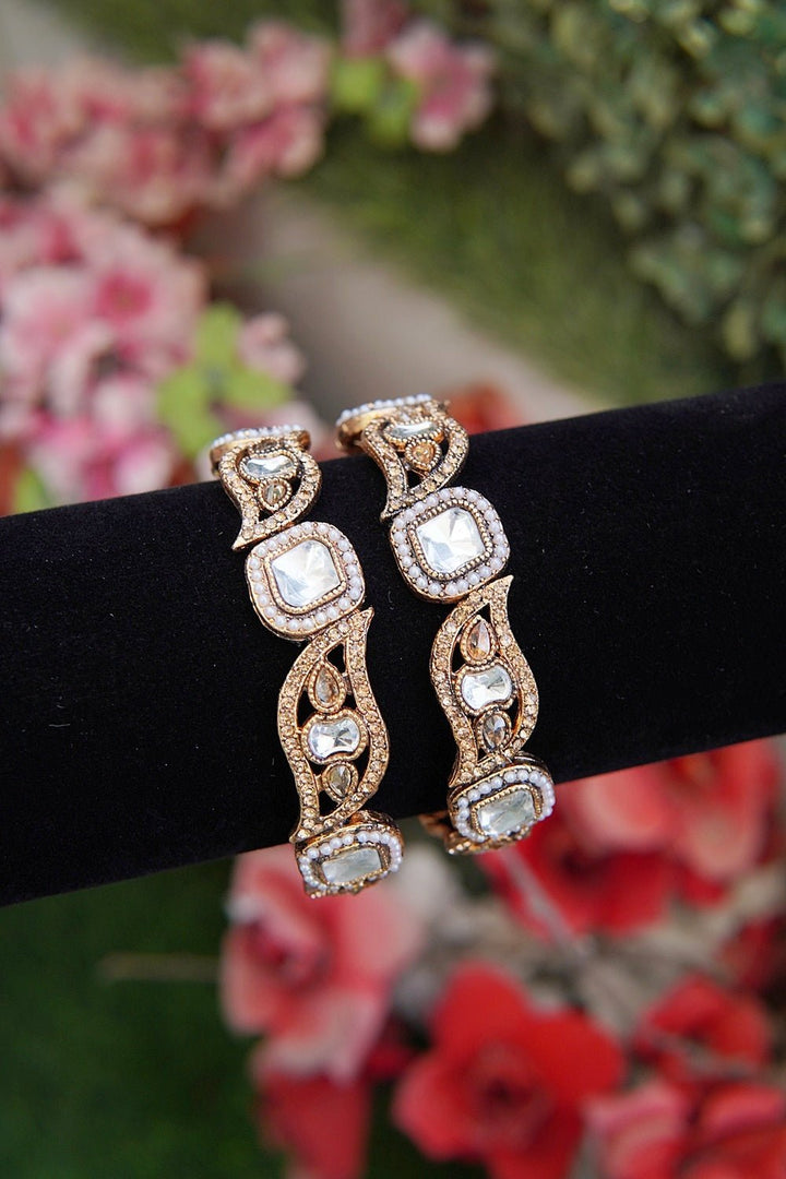 Antique Kundan Zircon 2 Pcs Churi Kara Set - RS ZEVARS