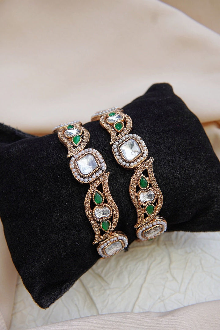 Antique Kundan Zircon 2 Pcs Churi Kara Set - RS ZEVARS