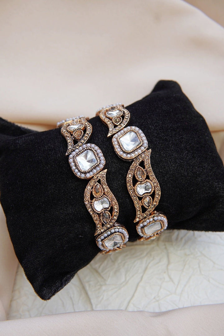 Antique Kundan Zircon 2 Pcs Churi Kara Set - RS ZEVARS