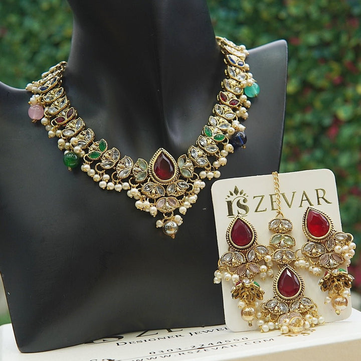 Antique Semi - Precious Necklace Set - RS ZEVARS