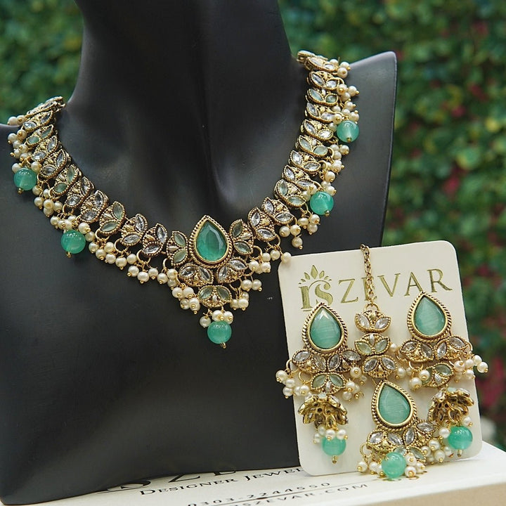 Antique Semi - Precious Necklace Set - RS ZEVARS