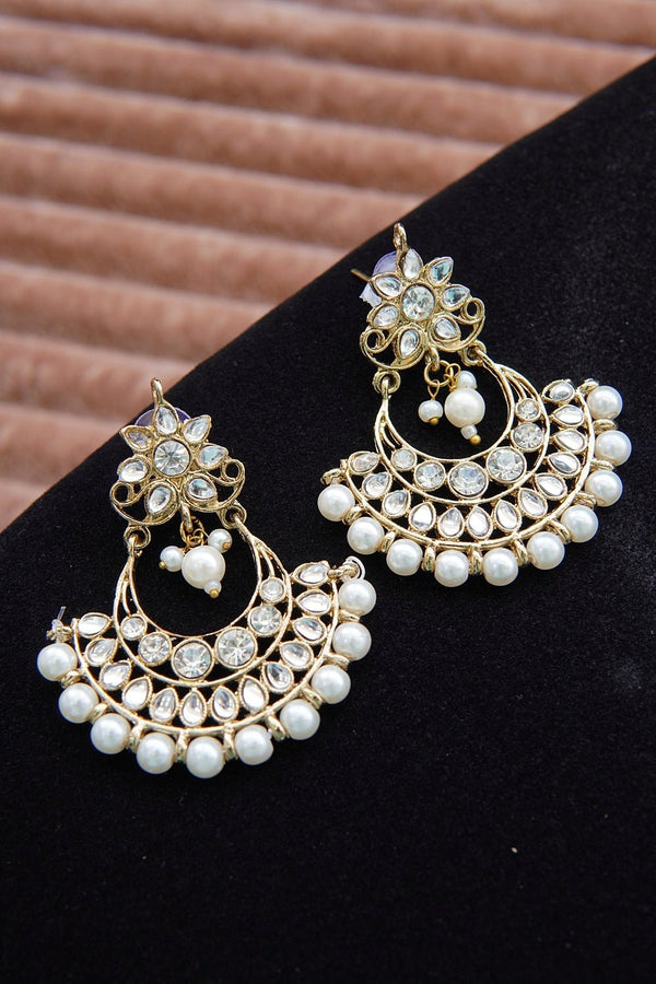 Antique Tone Kundan Earring - RS ZEVARS