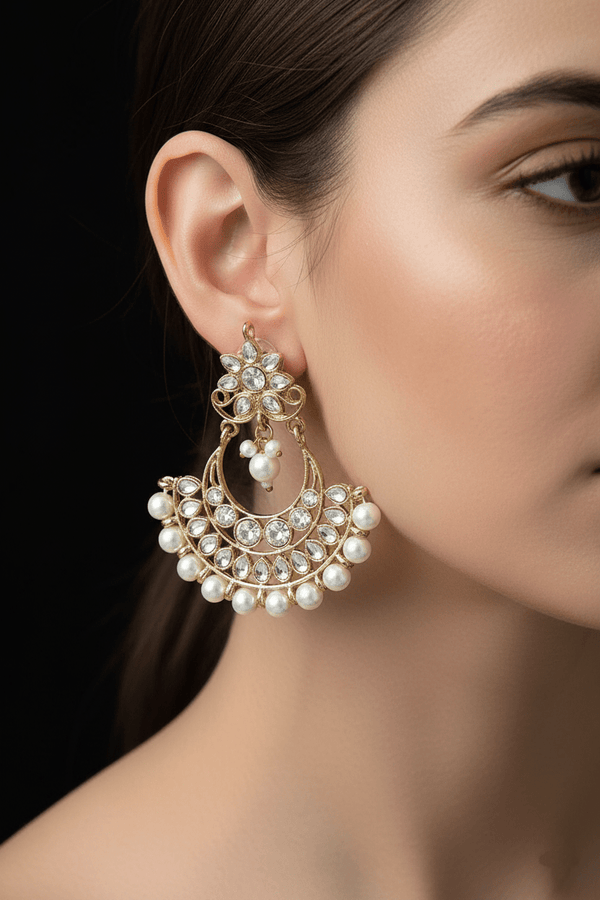 Antique Tone Kundan Earring - RS ZEVARS