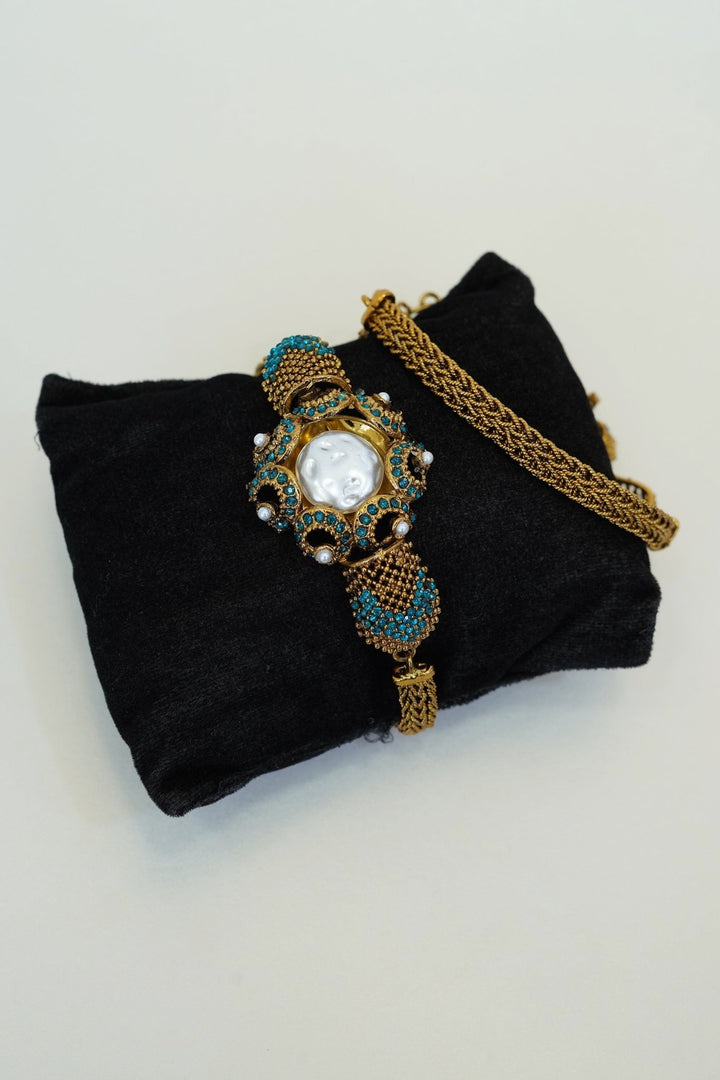 Antique Turkish Mother Pearl Chain Bracelet - RS ZEVARS