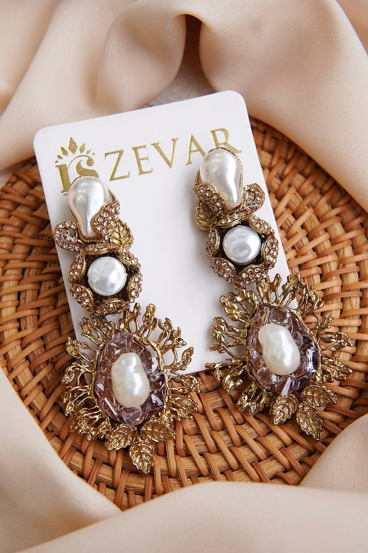 Antique Turkish Mother Pearl Earrings - RS ZEVARS