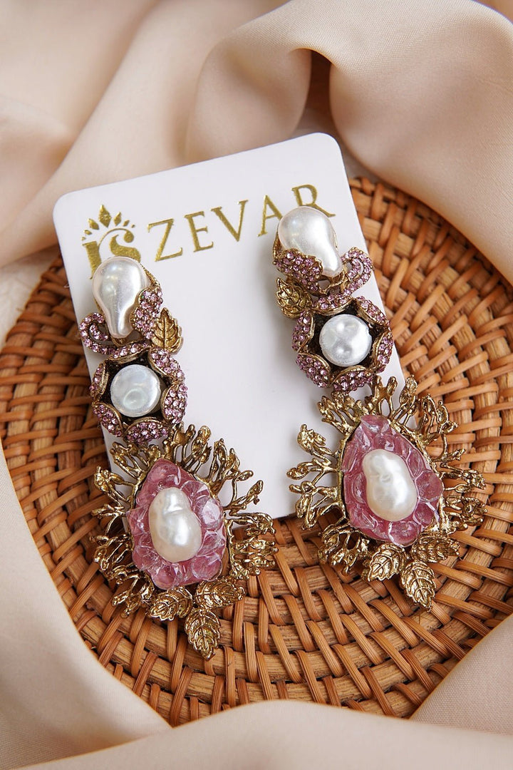 Antique Turkish Mother Pearl Earrings - RS ZEVARS