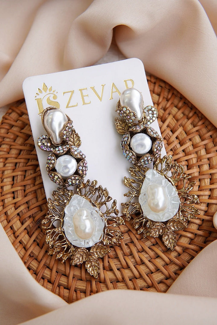 Antique Turkish Mother Pearl Earrings - RS ZEVARS
