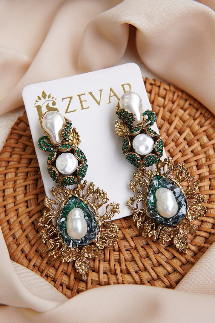 Antique Turkish Mother Pearl Earrings - RS ZEVARS