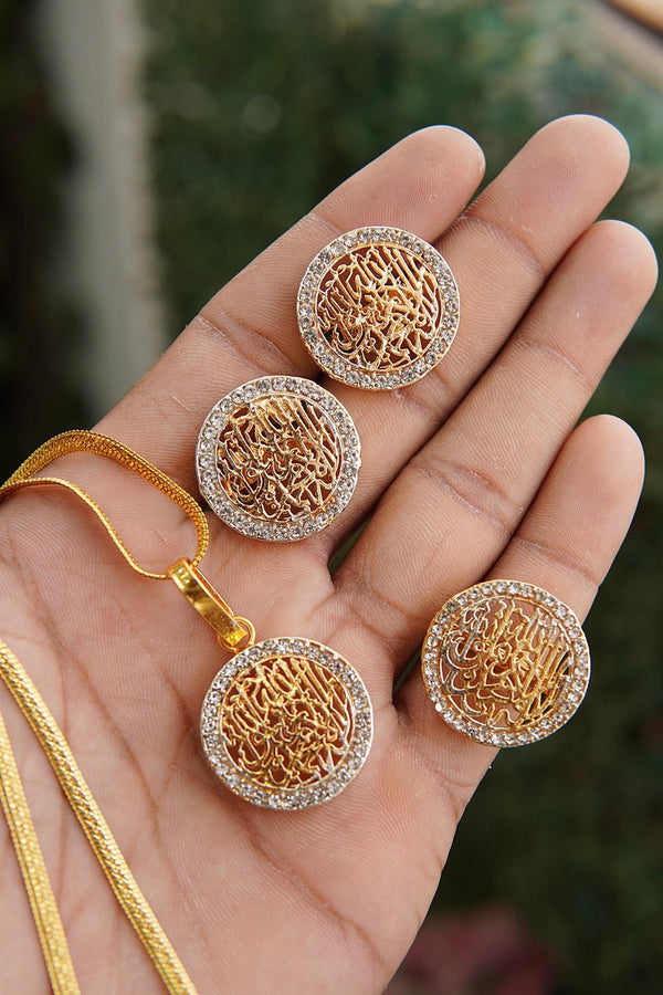 Calligraphy Kalma Locket Set & Ring - RS ZEVARS