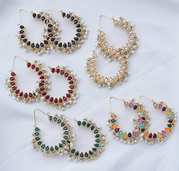 Chand Hoop Bali Earrings - RS ZEVARS