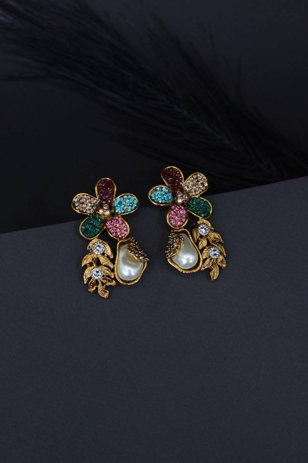 Classic Turkish Floral Stud Earring - RS ZEVARS