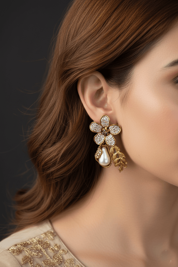 Classic Turkish Floral Stud Earring - RS ZEVARS