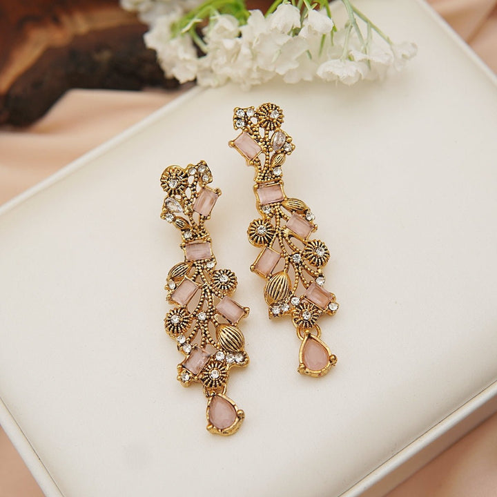 Copper Antique Semi-Precious Earrings - RS ZEVARS