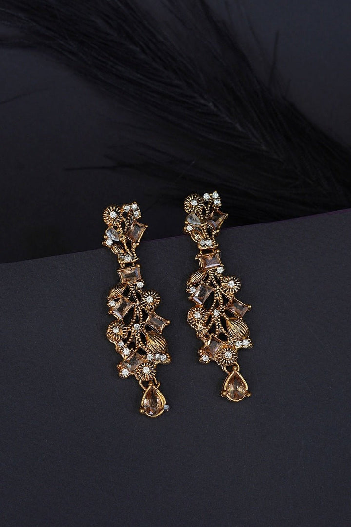 Copper Antique Semi - Precious Earrings - RS ZEVARS