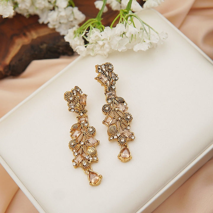 Copper Antique Semi-Precious Earrings - RS ZEVARS