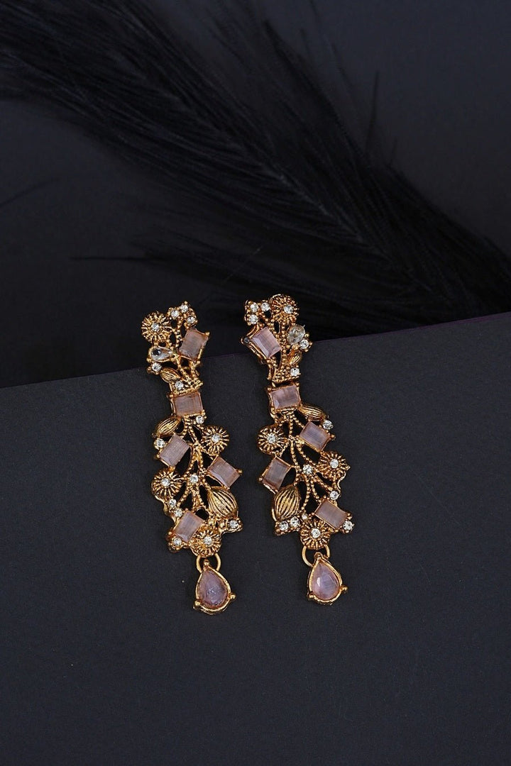 Copper Antique Semi - Precious Earrings - RS ZEVARS
