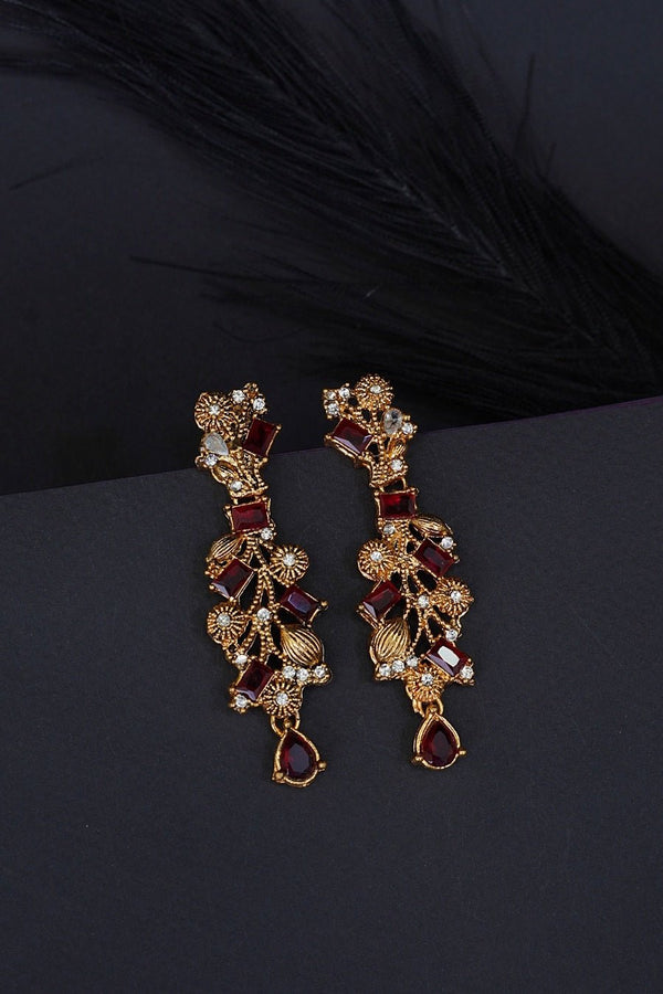 Copper Antique Semi - Precious Earrings - RS ZEVARS