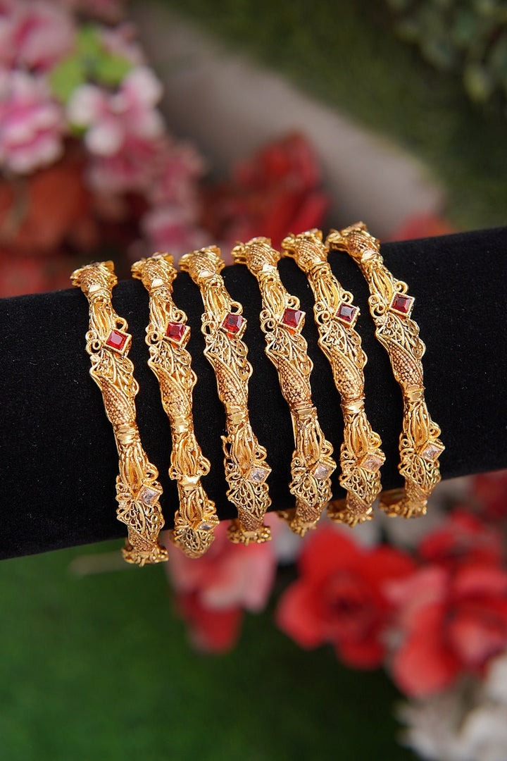 Copper Gold Stylish 6 Pcs Kangans - RS ZEVARS