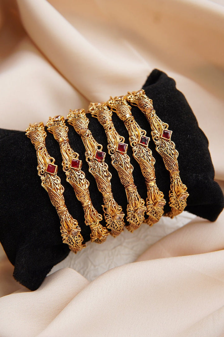 Copper Gold Stylish 6 Pcs Kangans - RS ZEVARS