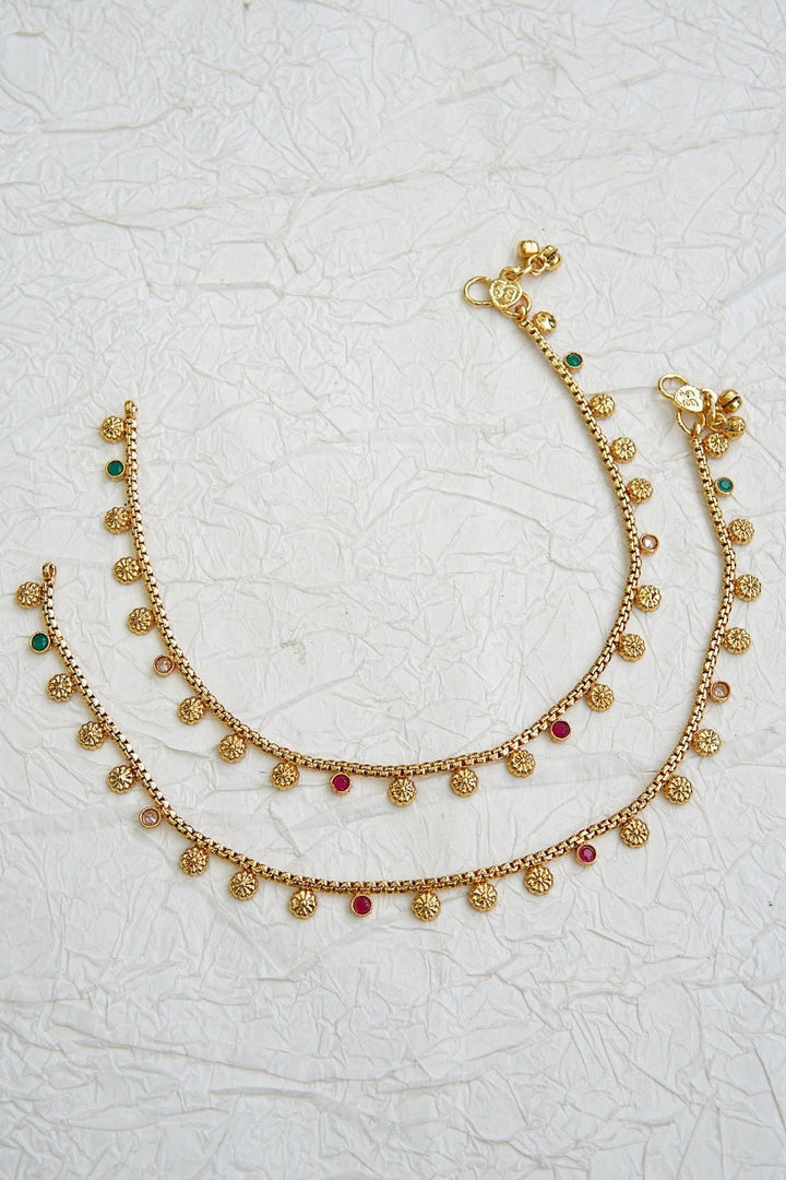 Copper Reverse AD Gold Plated Pazeb - RS ZEVARS