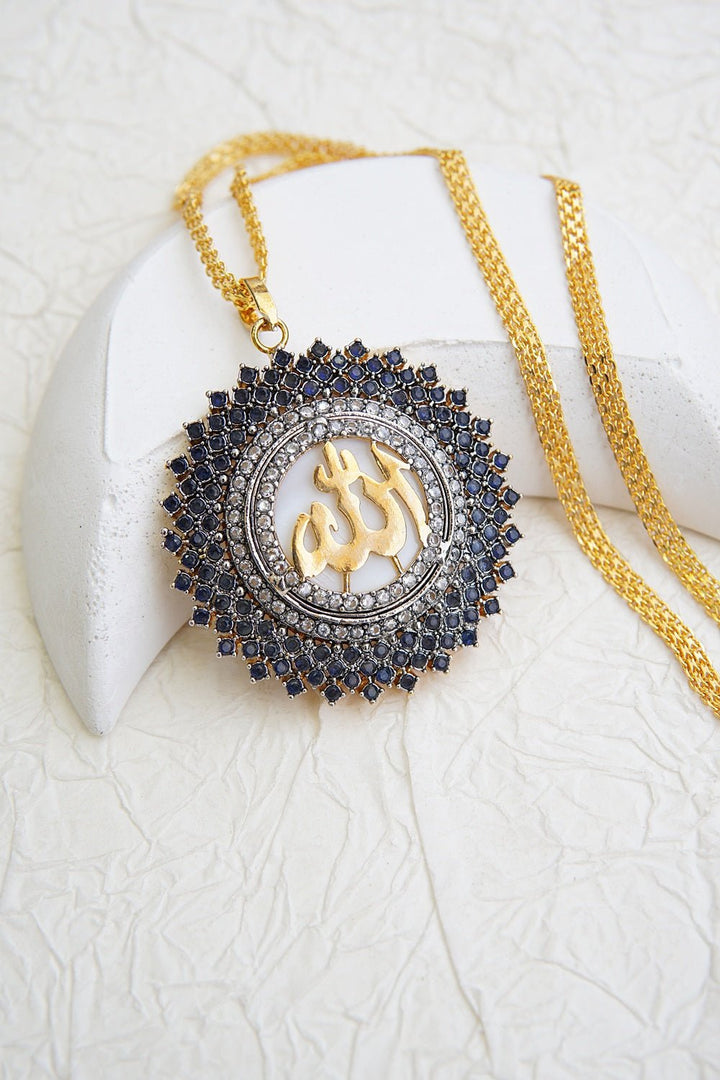 Cubic Zircon Gold Plated Calligraphy Pendant - RS ZEVARS