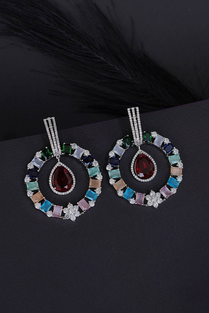 Cubic Zirconia Big Size Chand Bali - RS ZEVARS