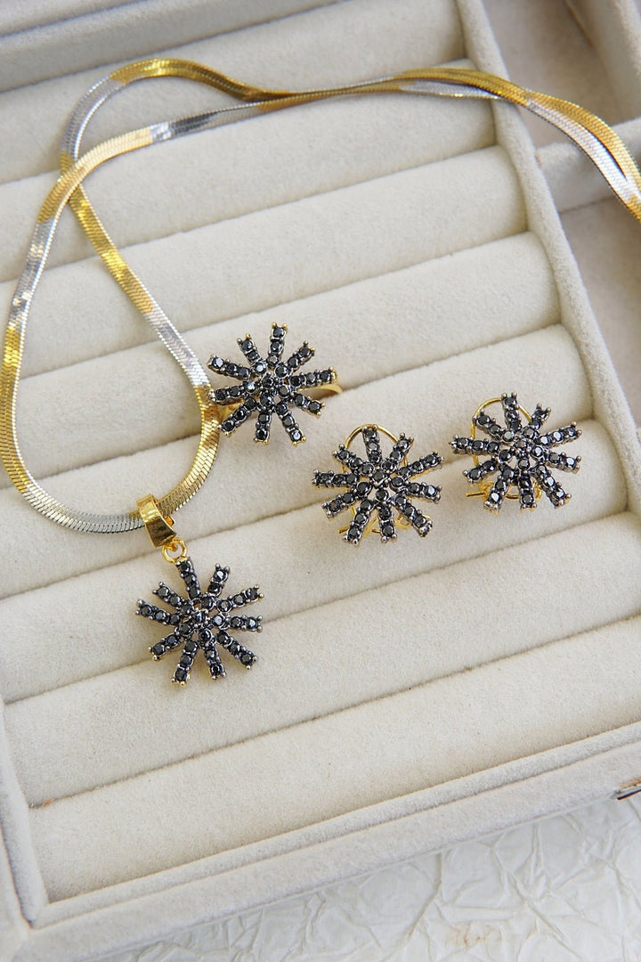Cubic Zirconia Flower Combo Set - RS ZEVARS