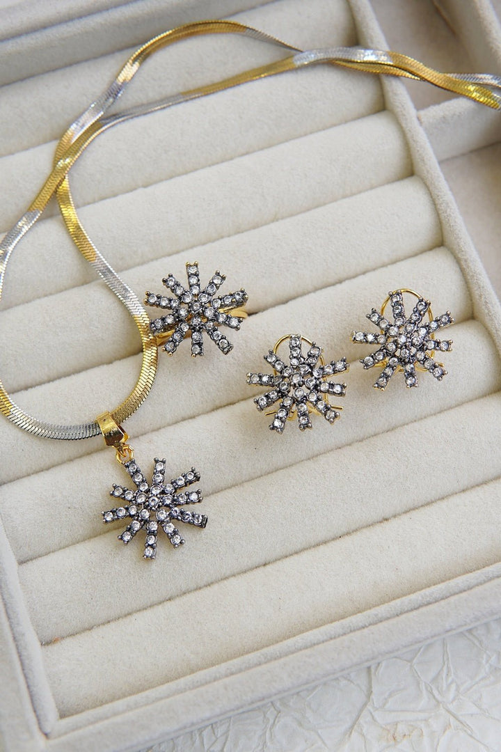 Cubic Zirconia Flower Combo Set - RS ZEVARS
