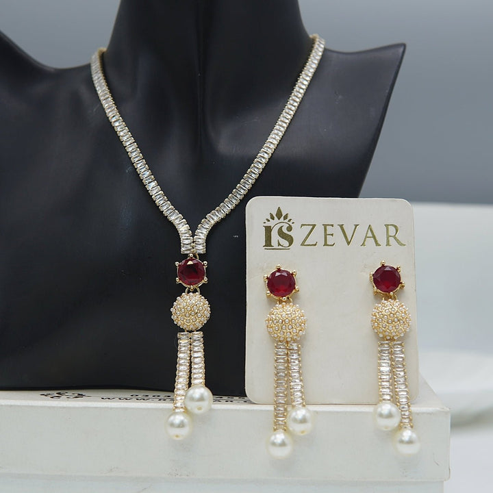 Cubic Zirconia Pearls Latkan Set - RS ZEVARS