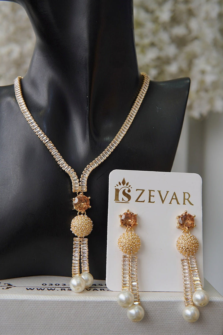 Cubic Zirconia Pearls Latkan Set - RS ZEVARS