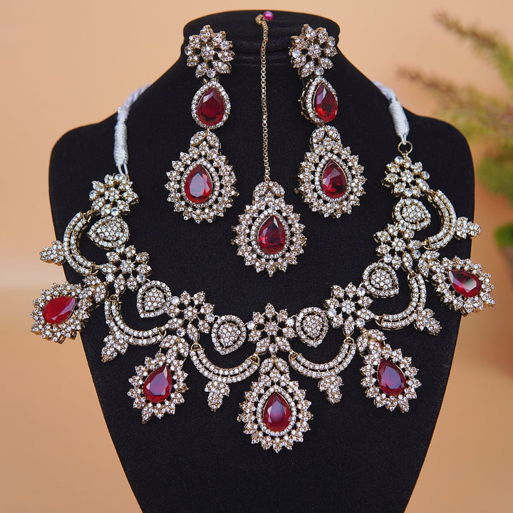 Cubic Zirconia Semi - Bridal Necklace Set - RS ZEVARS