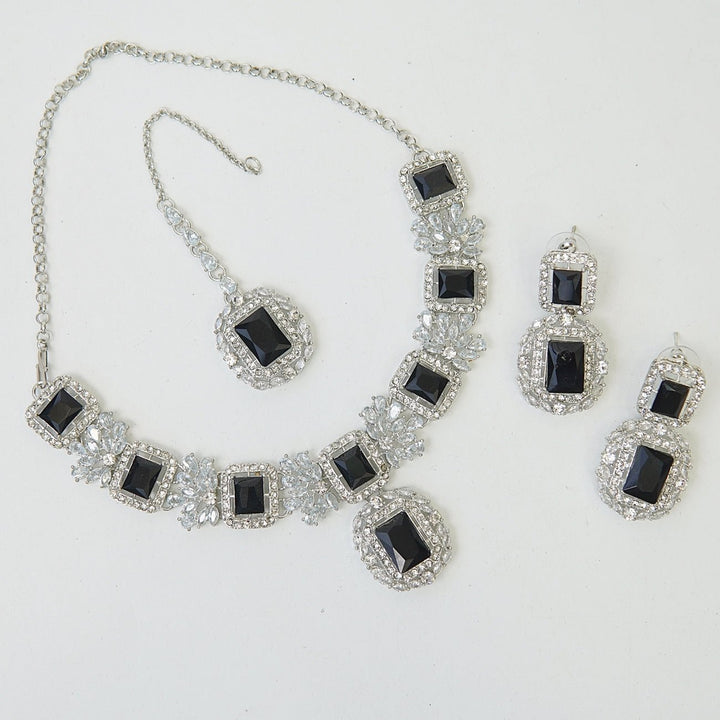 Cubic & Zirconia Silver Imperial Necklace Set - RS ZEVARS