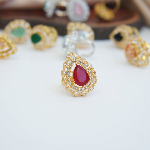 Cubic Zirconia Stone Adjustable Ring - RS ZEVARS