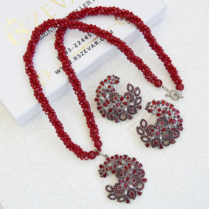 Cubic Zirconia Twisted Mala Pendant Set - RS ZEVARS