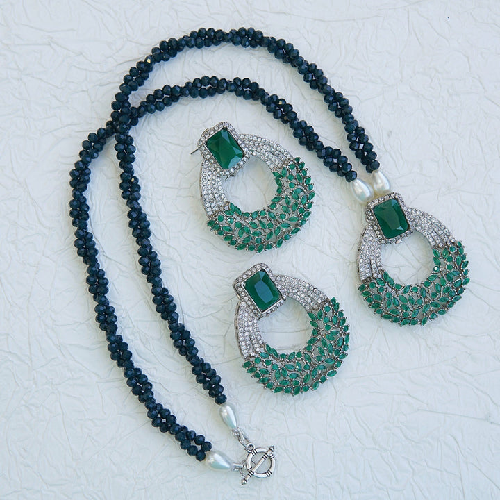 Cubic Zirconia Twisted Mala Pendant Set - RS ZEVARS