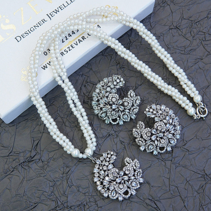 Cubic Zirconia Twisted Mala Pendant Set - RS ZEVARS