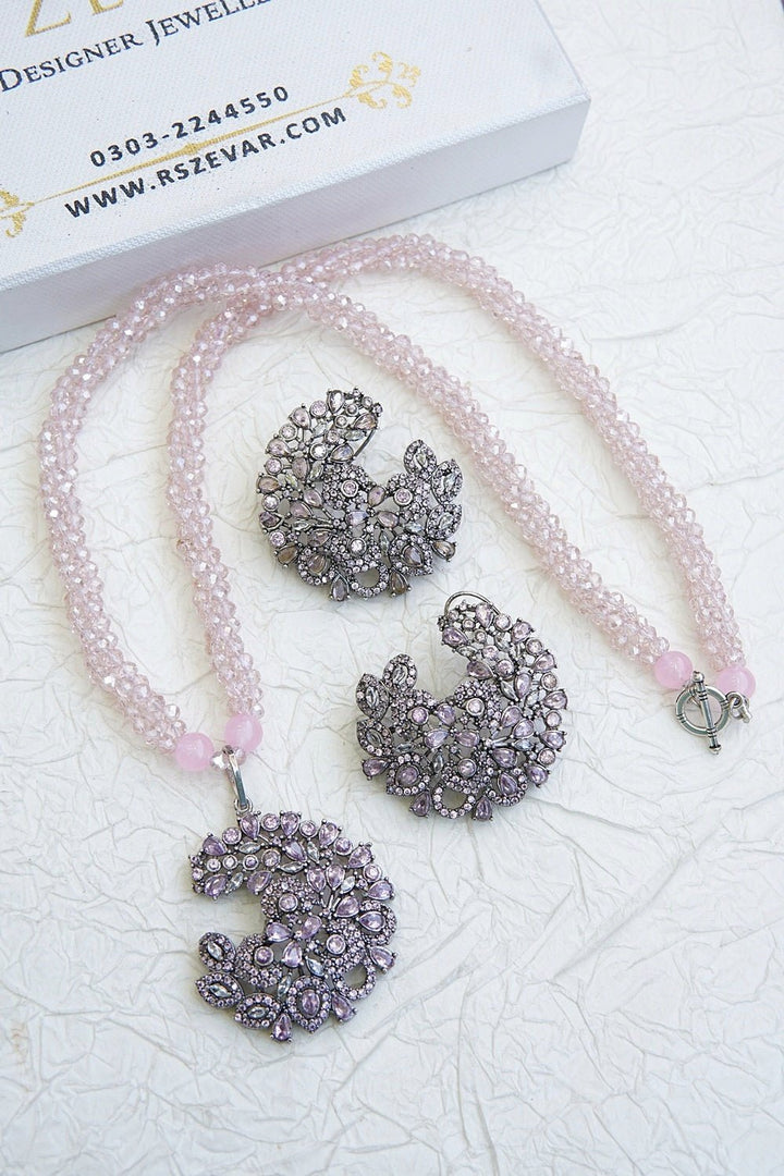 Cubic Zirconia Twisted Mala Pendant Set - RS ZEVARS