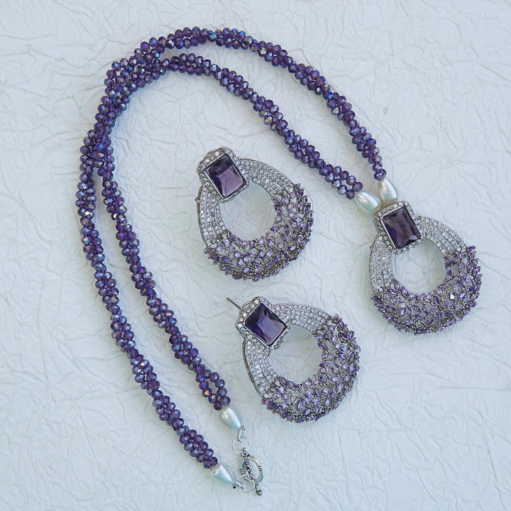 Cubic Zirconia Twisted Mala Pendant Set - RS ZEVARS
