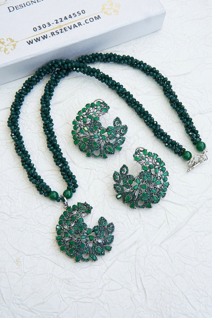 Cubic Zirconia Twisted Mala Pendant Set - RS ZEVARS